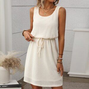 Women's Square Neck Drawstring Sleeveless Tank Dress